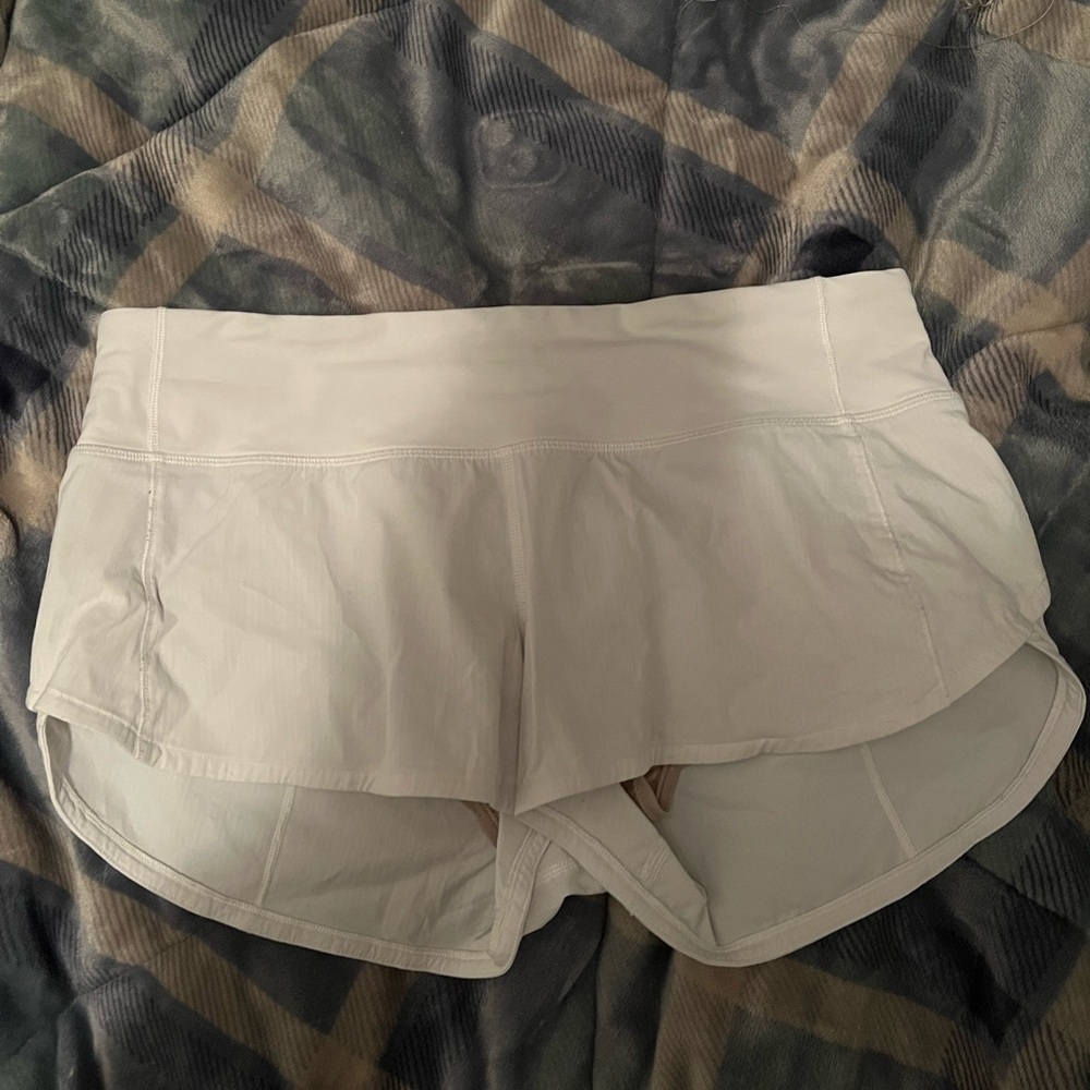 white lululemon speed up shorts
